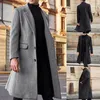 Manteau en laine pour hommes, automne hiver, solide, manches longues, vestes en laine polaire, pardessus Streetwear, mode Trench, vêtements d'extérieur