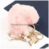 Porte-clés Fluffy Coeur Pompon Bijoux Pour Femmes Personnalisé Strass Amour Porte-clés Pendentif Sac Charm Accessoires Drop Livraison Dhdkq