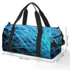 Sacs de plein air lignes bleues sport abstrait impression natation sac de sport grande capacité rétro sacs à main hommes personnalisé portable fitness