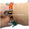Bracelets de charme Sept Chakra Symbole Bracelet Yoga Pierre de guérison Améthyste Quartz Stretch Cadeau pour homme et femme Drop Livraison Bijoux Dhjal