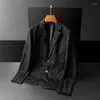 Herrdräkter Casual Suit Classic Black Overdimensionerad M-5XL High-end flockat material mjukt bekvämt och fashionabelt ungdomsjacka