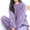Kvinnors sömnkläder hemkläder termiska pyjamas set vinter varm för kvinnor nattkläder pyjama sätter 2 stycken outfit pijamas byxor
