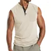 Men's Tank Tops 2023 Summer Sleeveless V-neck Button Sports Breathable Heavyweight Wide Shoulder Rest Top For Men Clothing