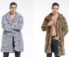 Men's Fur Imitation Coats For Autumn And Winter Style Jacquard Leopard Print Large Lapel Long Coat