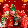 Christmas Decorations 10pcs 2023 Santa Sack Gift Bag Candy Crisp Drawstring Merry For Home Year 2024 Noel Presents