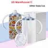 US Warehouse 12oz Sublimation Glitzer Schnabeltasse Glitzer Gerader Becher Sublimation Babybecher Kinderbecher Edelstahlbecher199K