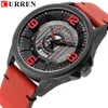 Curren New Men Watches Digital Quartz Armily Military Waterproof Clock Leather Strap Date Wristwatch reloj hombre231w