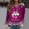 Damen-Pullover, langärmelig, Rundhalsausschnitt, bedrucktes Pullover-Top mit Frohe Weihnachten