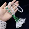 Choker Sell 75-80cm 6-7mm White Rice Freshwater Pearl Butterfly Micro Inlay Zircon Necklace Sweater Chain