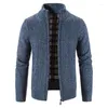 Heren truien trui herfst en winter fleece dikke wollen rits vest casual mode jas rode herenkleding