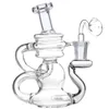 Klein Glass Bong Recycler Oil Rig Dab Solid Base Siren Apparatus Klein med den långsammaste återkylaren Bong Quartz Banger Two Function