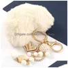 Porte-clés Fluffy Coeur Pompon Bijoux Pour Femmes Personnalisé Strass Amour Porte-clés Pendentif Sac Charm Accessoires Drop Livraison Dhdkq