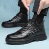 Vestido sapatos caminhadas botas homens inverno ao ar livre sapatos rendas até pelúcia pele quente antiderrapante moda tornozelo bota preto homens algodão borracha 230926