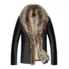 Pele de cordeiro masculina inverno jaqueta de couro genuíno casacos engrossar gola animal jaqueta masculino plus size M-5XL