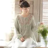 Kvinnors sömnkläder Pure Cotton Long Night Dress Women Autumn Brodery Ruffles Full Sleeve Vintage Kawaii Nightgown Sweet Girl Nightdress