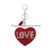 Nyckelringar Rhinestone Korean Flanell Love Shape Keychain Pendant Tassel Bag Tillbehör Bil Keyring Charm Drop Delivery Jewel Dhpdd