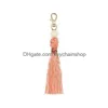 Key Rings Retro Diy Weave Tassel Bag Hangs Handmade Knot Beads Ring Holders Fashion Jewelry Drop Delivery Dhrd6