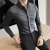 Overhemden voor heren Nieuwe overhemden Herenkleding Koreaans Slim Fit overhemd met lange mouwen en strepen Heren Casual Grote maten Zakelijke formele kleding Chemise Homme 4XL-S YQ230926