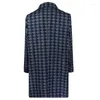 Men's Wool Men's Woolen Suit Collar Mid-length Plaid Print Coat Winter Fashion High Street Style Warm