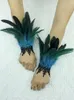 Five Fingers Gloves Natural Feather Sleeve Cuffs Gloves Party Cosplay Lace Wrist Cuffs Fur Sleeve Furry Accessories Carnival Stage Show Costume 230926