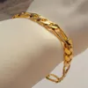 Men's Deluxe 22 K 23 K 24 K THAI BAHT YELLOW Solid GOLD AUTHENTIC FINISH BRACELET Figaro 10MM Jewelry N 03196E