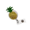 10 pz / lotto Portachiavi Retrattile Smalto Strass Cristallo Giallo Frutta Forma di Ananas Badge Reel Holder Clip Medica Per Decorati315e