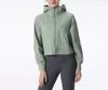 LUwomen-841 Sports Yoga Hoodies Women Hooded Loose Coat Running Fitness Coat Ladies Long-sleeved Sports Coat