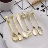 Vintage Royal Style Metalllöffel Gabeln DIY geschnitzte Gabel Tischlöffel Antikes Kaffee-Dessert-Besteck 6-teiliges Set2321