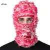 1 håls stickad designer skidkvinnor män vindtät ull stickad balaclava masker vinter varm full ansikte omslag masker gräs orolig balaclava masker hatt