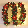 Decorative Flowers Light Up Wreath Christmas Garland Decorations For Home Wall Fireplace Entrance Deocor Xmas Tree Ornaments Holiday