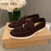 Jurk Schoen Suède Luie Loafers Zomer Lopen Ondiepe Metalen Slot Kwastje Slip-On Flats Paars Rijden Causale Muilezels 230925