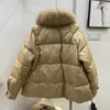 Dames Donsparka Mode Herfst Winter Echte Nertsen Bontjas Vrouwen Natuurlijke Witte Eendenveren Jas Luxe Bovenkleding Losse streetwear 230925