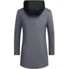 Men's Wool Autumn And Winter Long Windproof Woolen Jacket Casual Thickened Slim-fitting Hooded