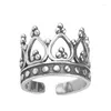Cluster Ringe Retro Römische Krone Silber Farbe Offener Ring Für Frauen Weibliche Zeigefinger Hip Hop Schmuck Zubehör