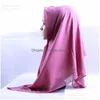Hijabs Femmes Musulmanes Mode Foulards Carré Hijab Foulards En Mousseline De Soie Strass Voile Islam Diamant Couleur Unie Folk-Custom 230509 Dro Dhgq1