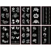 Outros suprimentos de maquiagem permanente 20pcs / lote Henna Tattoo Stencils para pintura corporal Mehndi Indian Template Flower Hand Glitter Airbrush Stencil 230925