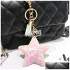 Anahtarlıklar Landards Yıldız Keychain 9 Renk Çift taraflı payetler Işık Moda Trend Çantası Kolye Exquisit Araba Dekorasyon Damlası D DHDC5