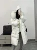 Piumino da donna Parka grande vera pelliccia di procione con cappuccio invernale impermeabile lungo piumino cappotto d'anatra femminile piuma di pioggia 230925