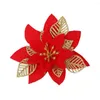 Décorations de Noël Fleurs Ornements floraux scintillants 12 bricolage scintillant pour guirlandes d'arbre de Noël fête or