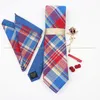 Bow Ties 5 PCS Cotton Cotton Fuction 7cm TIE Set Brooch Pin Clip Hankie Cufflink Men Party Daily Striped Floral Cravat Gift Cancory 230922