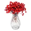 Party Decoration 5pcs Christma Artificial Berry Simulation Red Cherry Stamen Christmas Tree Ornaments Year DIY Flower Wreath