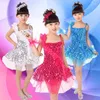 Scene Wear Fashion Modern Fringe Sequins Latin Dance Dress for Children Performance Ballroom Costume Halter Dancing Dresses