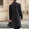 Manteau en laine pour hommes, automne hiver, solide, manches longues, vestes en laine polaire, pardessus Streetwear, mode Trench, vêtements d'extérieur