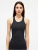 Lu-1087 Kvinnor Yoga Tank Tops Fitess Sleeveless Summer Sports Vest Breatble Ribbed Running Gym Crop Vest Top