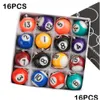 Keychains Lanyards 16Pcs/Set Mini Billiards Shaped Keyring Assorted Colorf Pool Small Ball Keychain Creative Hanging Decorations Drop Dhtx2