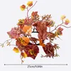 Decorative Flowers 25cm Fall Wedding Candle Holder Artificial Candlestick Wreath Garland Autumn Thanksgiving Party Table Decor