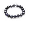 Link Armbanden Natuurlijke Donkerblauwe Tijgeroog Steen Voor Mannen Vrouwen 6mm 8mm 10mm 12mm ronde Gladde Kralen Brazalete Yoga Sieraden