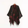 Scarves Cloak Poncho Capes Indian Nepalese Style Geometric Tassel Split Women Shawl Warm Air Conditioning Room Lady Blue 230922