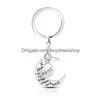 Key Rings Fashion Lettering Mom Dad Son Daugther Family Heart Moon Alloy I Love You Sier Keychain Jewelry Gift Drop Delivery Dhjcb