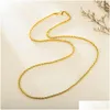 Chains 18K Gold Plated Rope Chain Stainless Steel Necklace For Women Men Golden Fashion Design Twisted Hip Hop Jewelry Gift 2 3 4 5 6 Dhccb